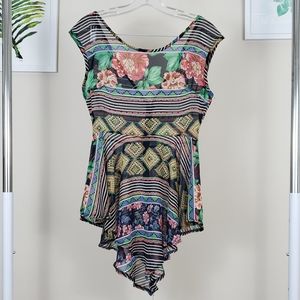 Sheer print peplum top
